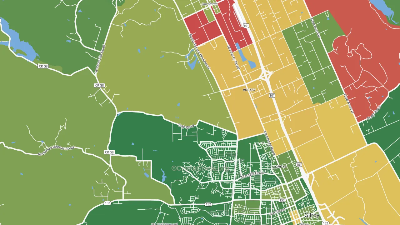 Rucker, CA Map of Vehicle Theft Rates