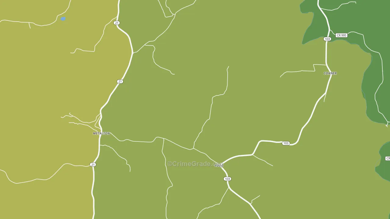 Rudd, AR Map of Vehicle Theft Rates
