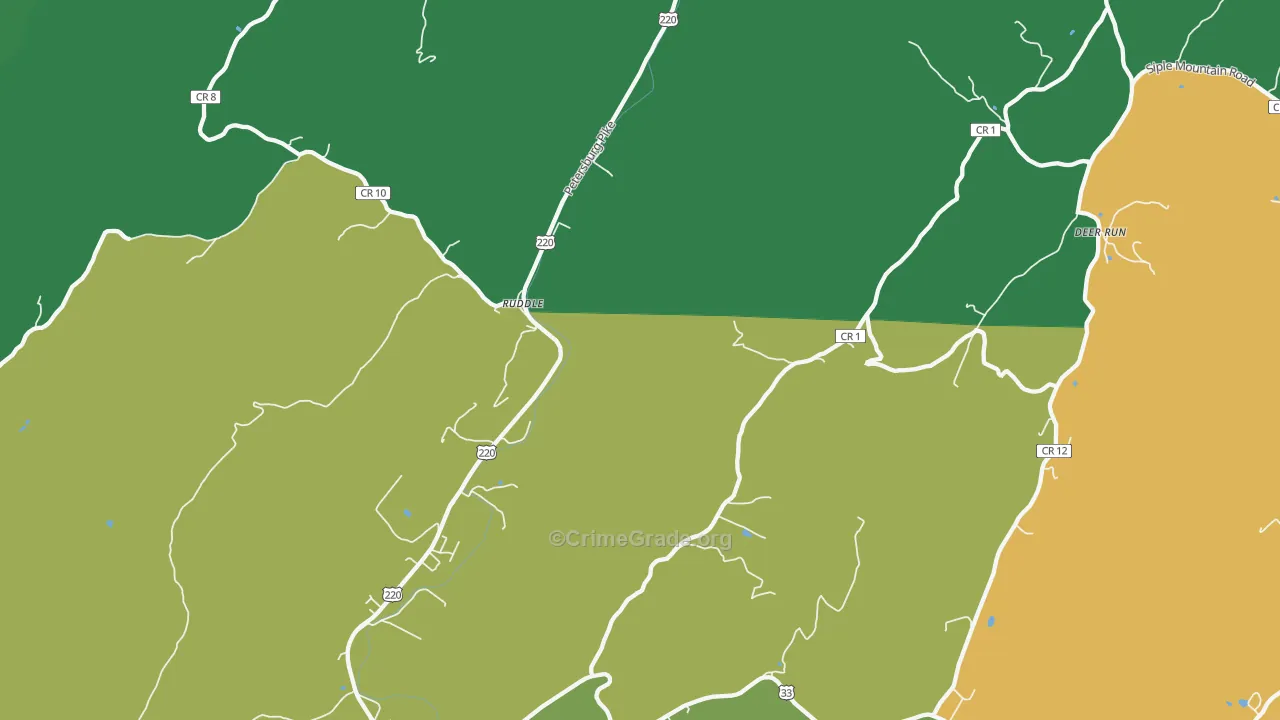 Ruddle, WV Map of Vehicle Theft Rates