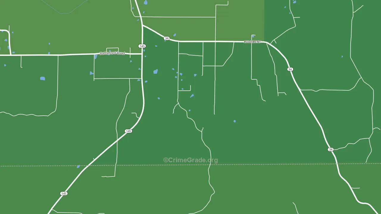 Rudement, IL Map of Vehicle Theft Rates