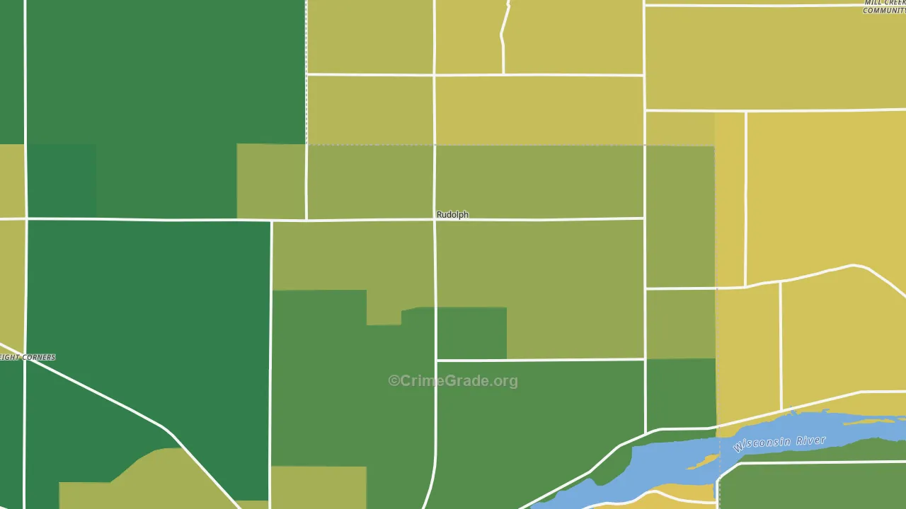 Rudolph, WI Map of Vehicle Theft Rates