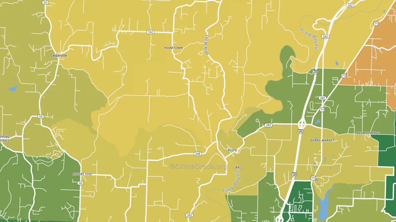 Rudy, AR Map of Vehicle Theft Rates