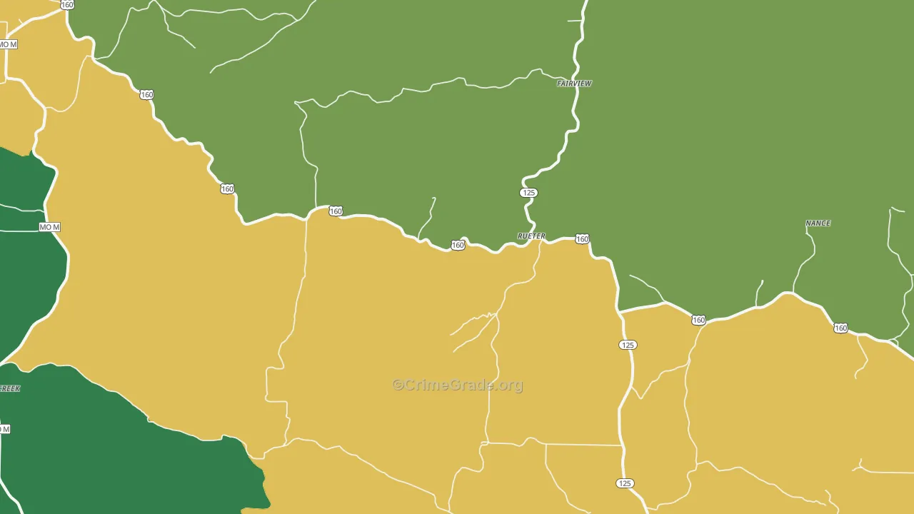Rueter, MO Map of Vehicle Theft Rates