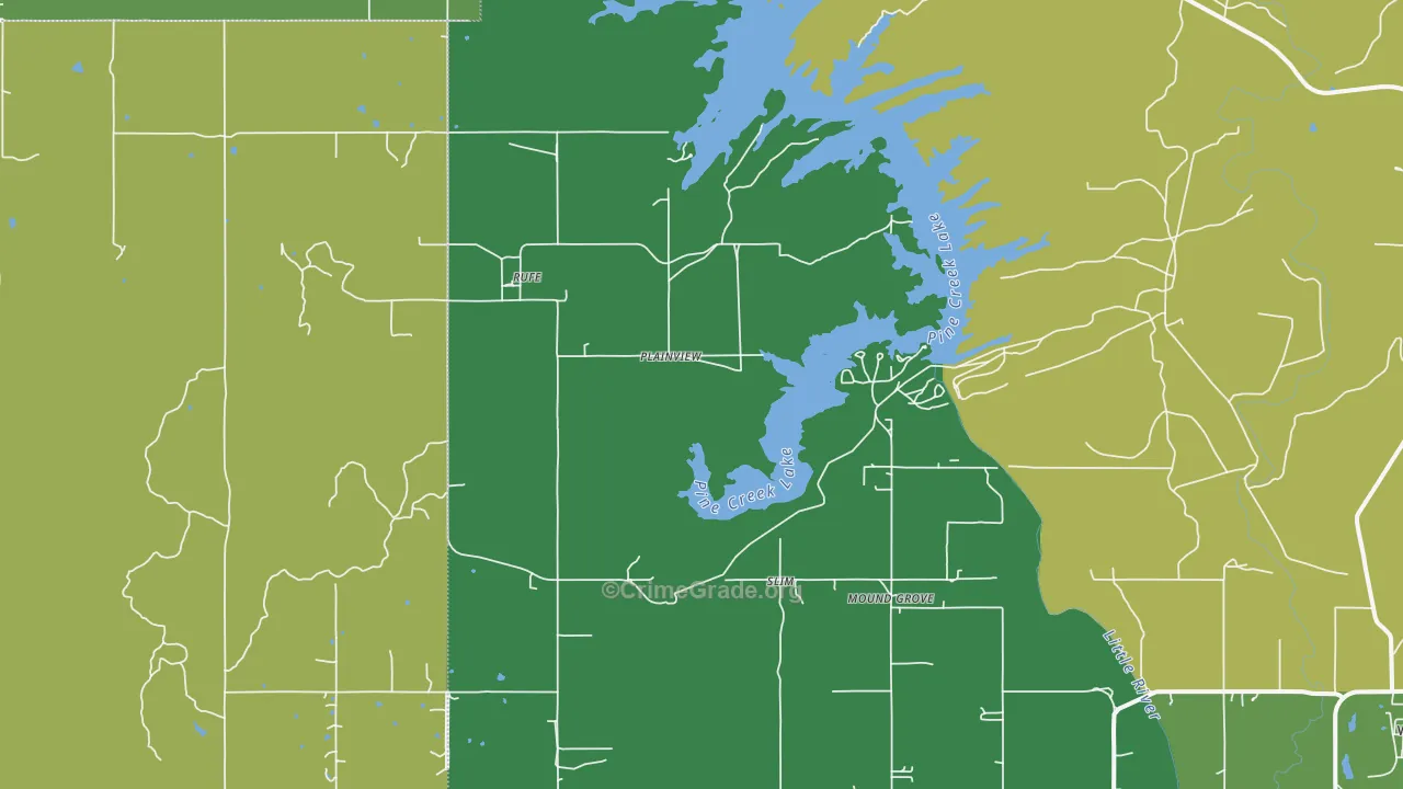 Rufe, OK Map of Vehicle Theft Rates