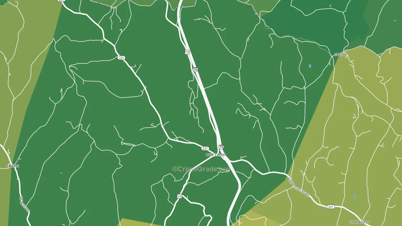 Ruff Creek, PA Map of Vehicle Theft Rates