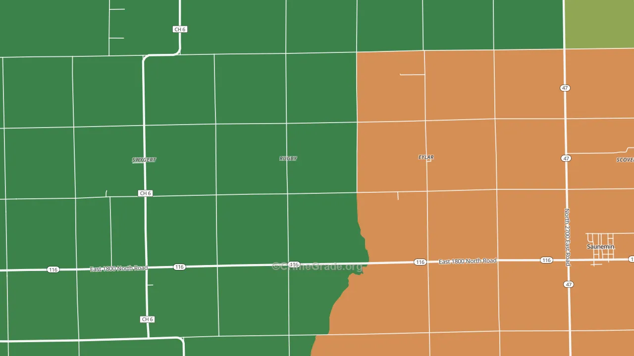 Rugby, IL Map of Vehicle Theft Rates