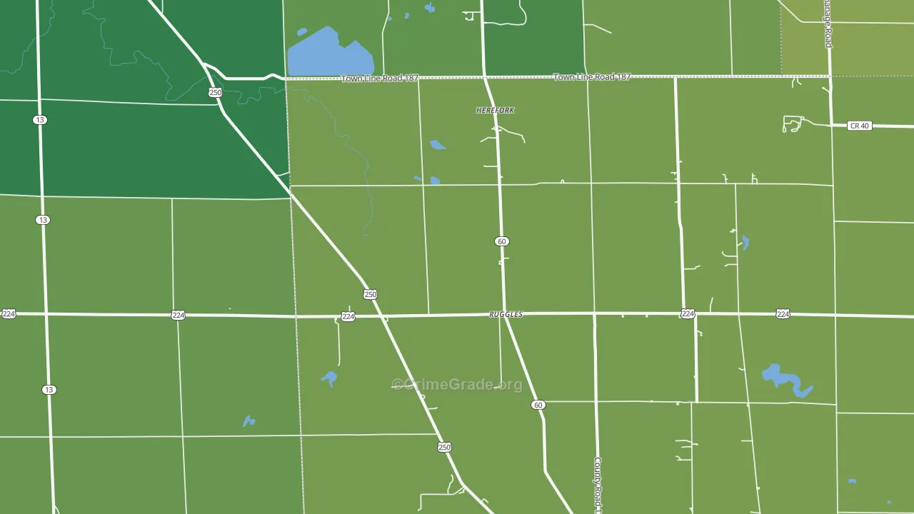Ruggles, OH Map of Vehicle Theft Rates