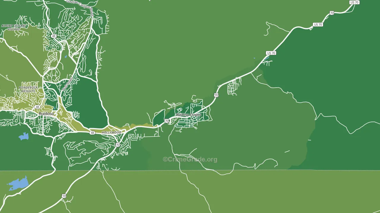 Ruidoso Downs, NM Map of Vehicle Theft Rates