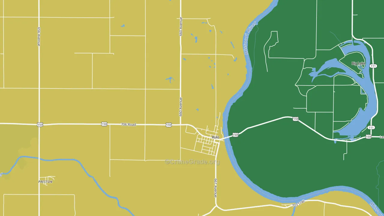 Rulo, NE Map of Vehicle Theft Rates