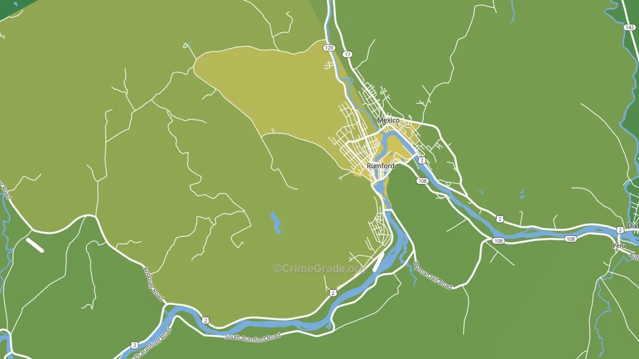Rumford, ME Map of Vehicle Theft Rates
