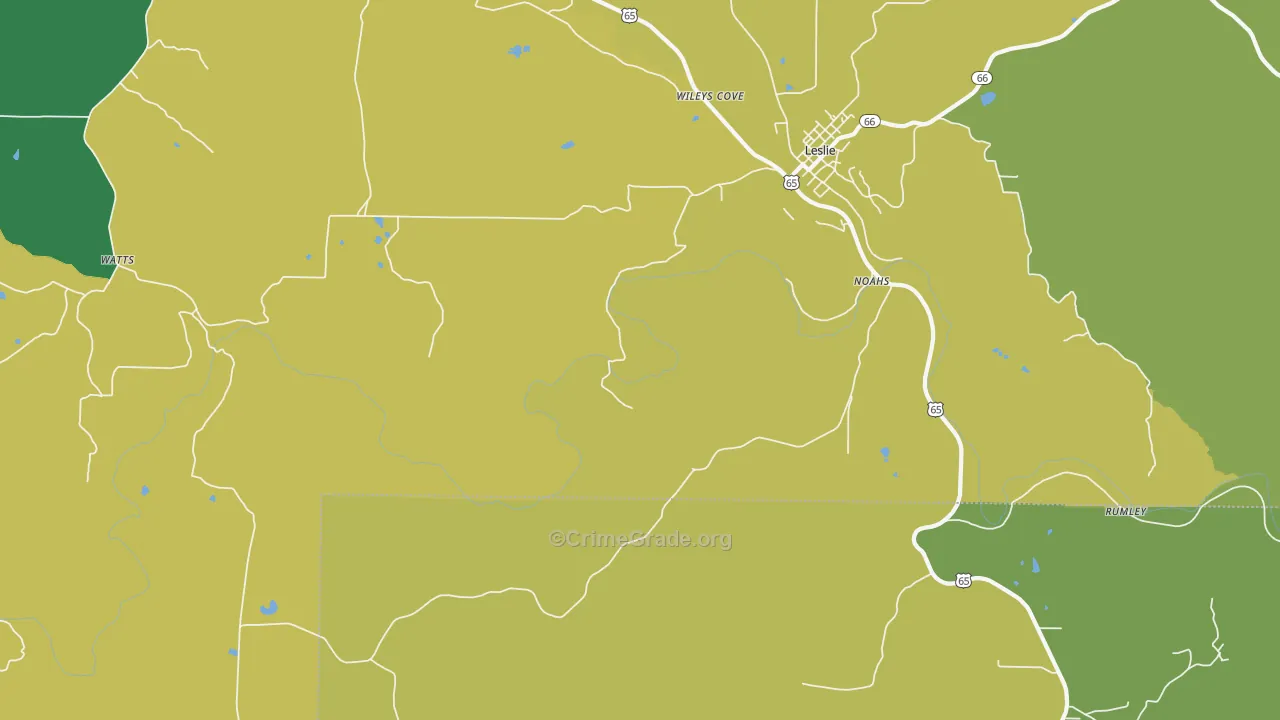 Rumley, AR Map of Vehicle Theft Rates