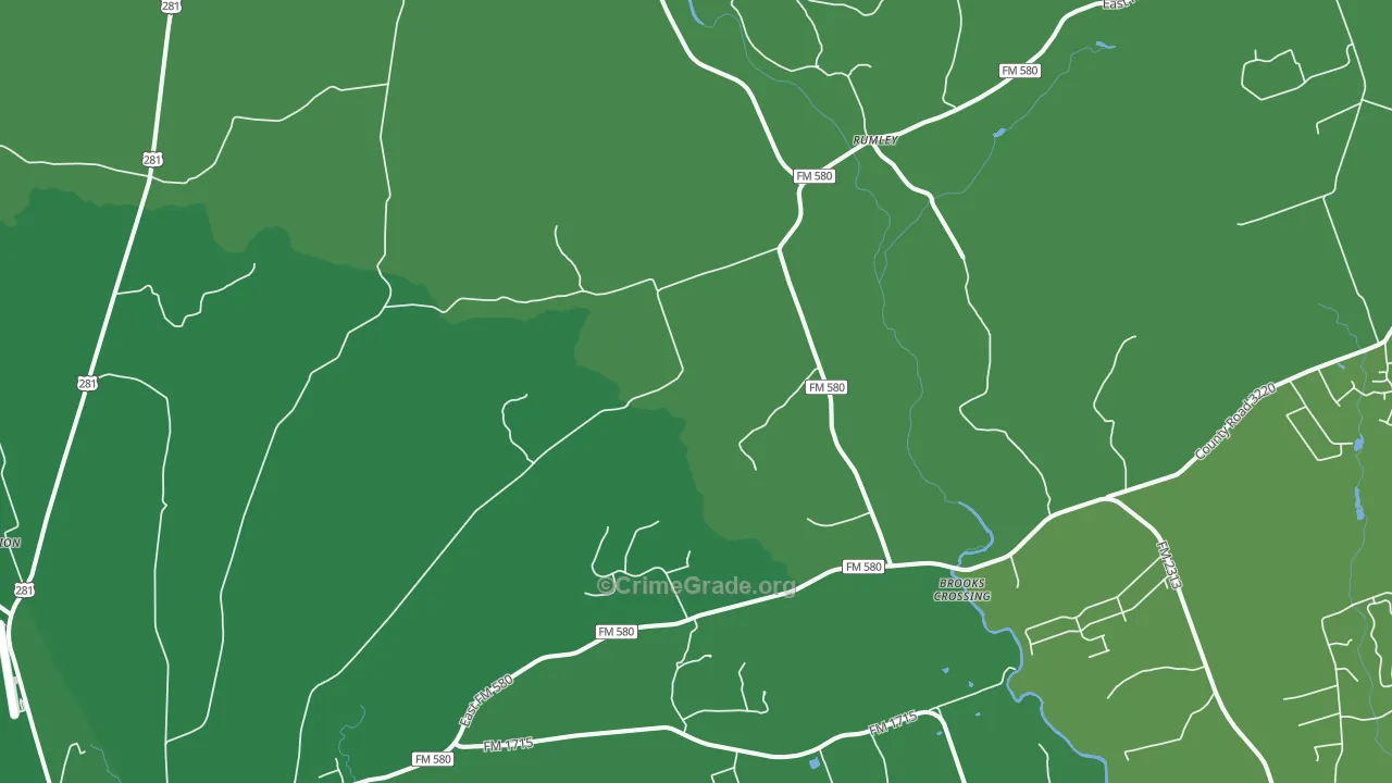 Rumley, TX Map of Vehicle Theft Rates