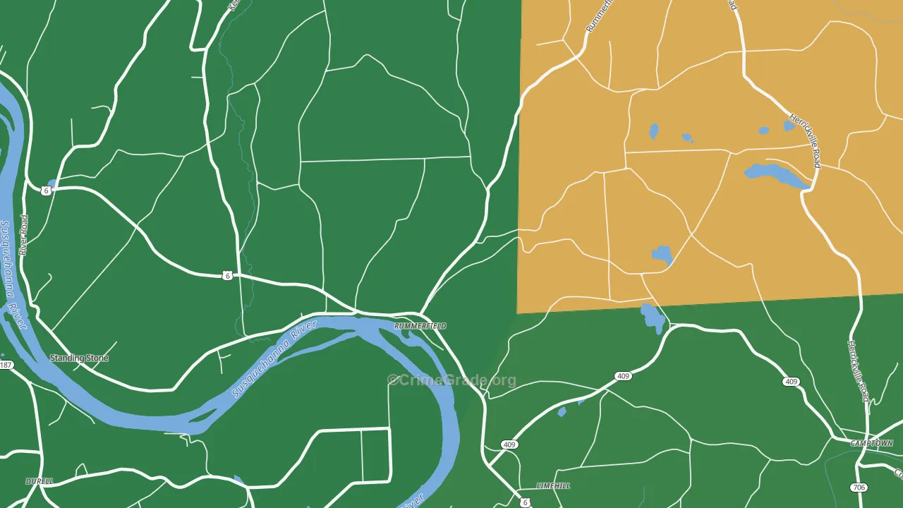 Rummerfield, PA Map of Vehicle Theft Rates
