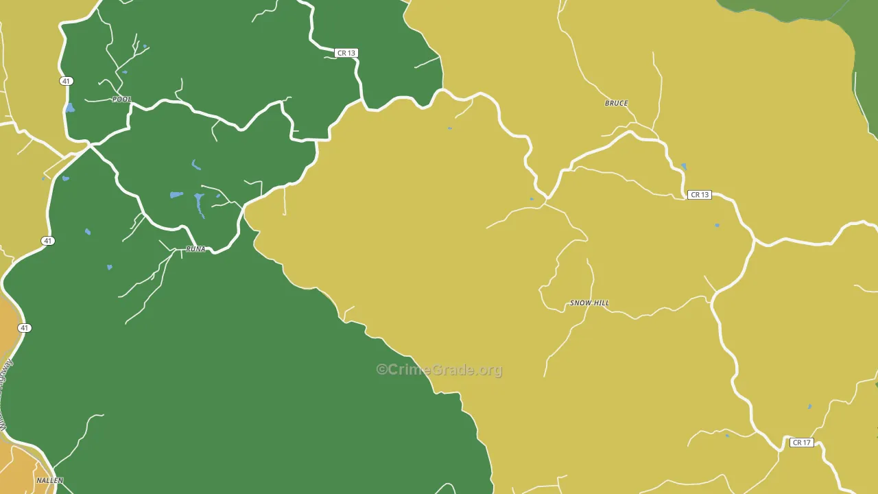 Runa, WV Map of Vehicle Theft Rates