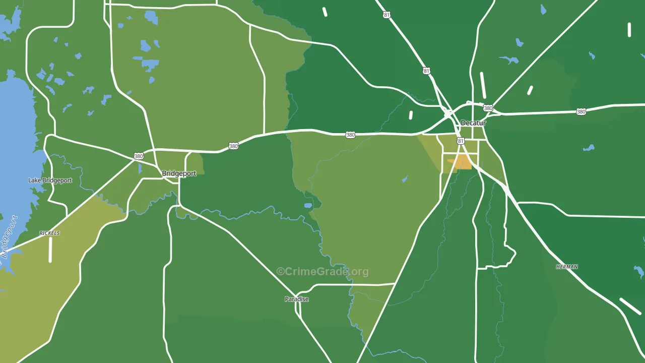Runaway Bay, TX Map of Vehicle Theft Rates