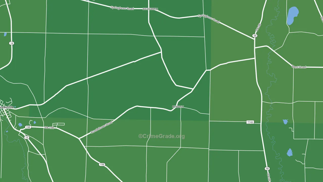 Rundell, PA Map of Vehicle Theft Rates