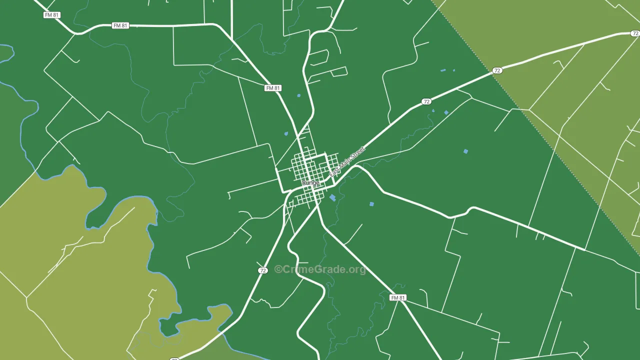 Runge, TX Map of Vehicle Theft Rates