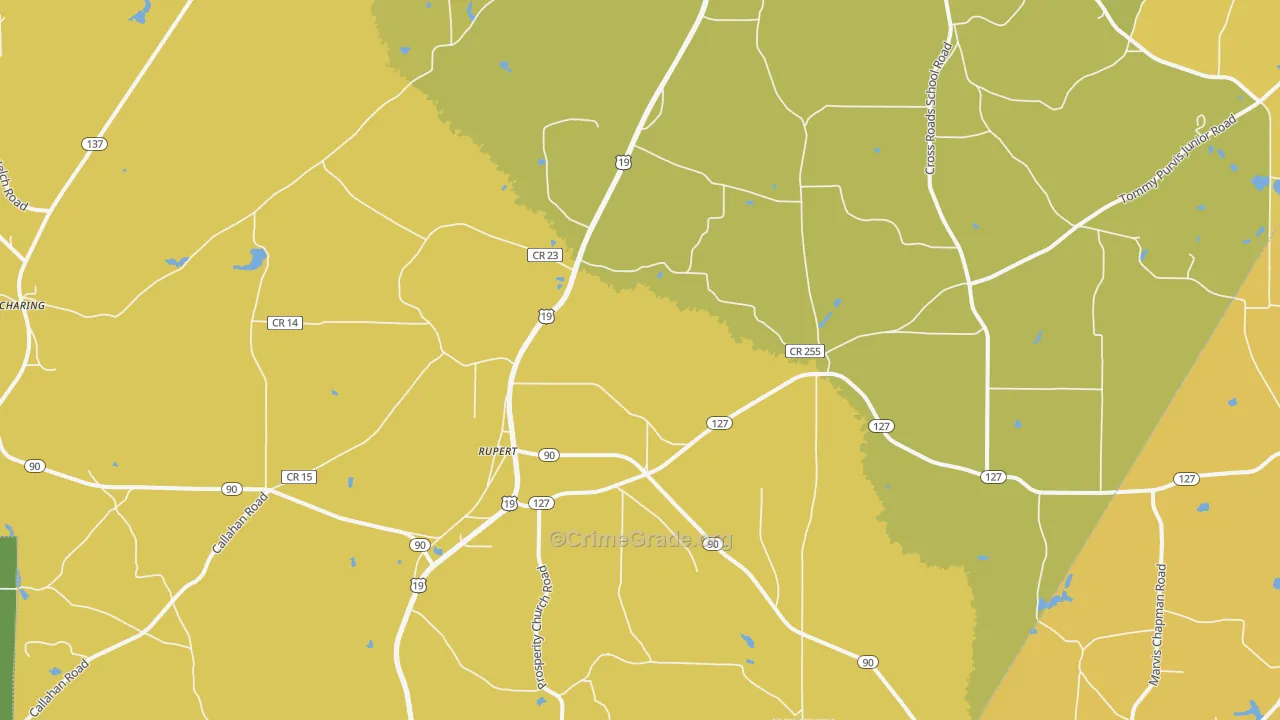 Rupert, GA Map of Vehicle Theft Rates