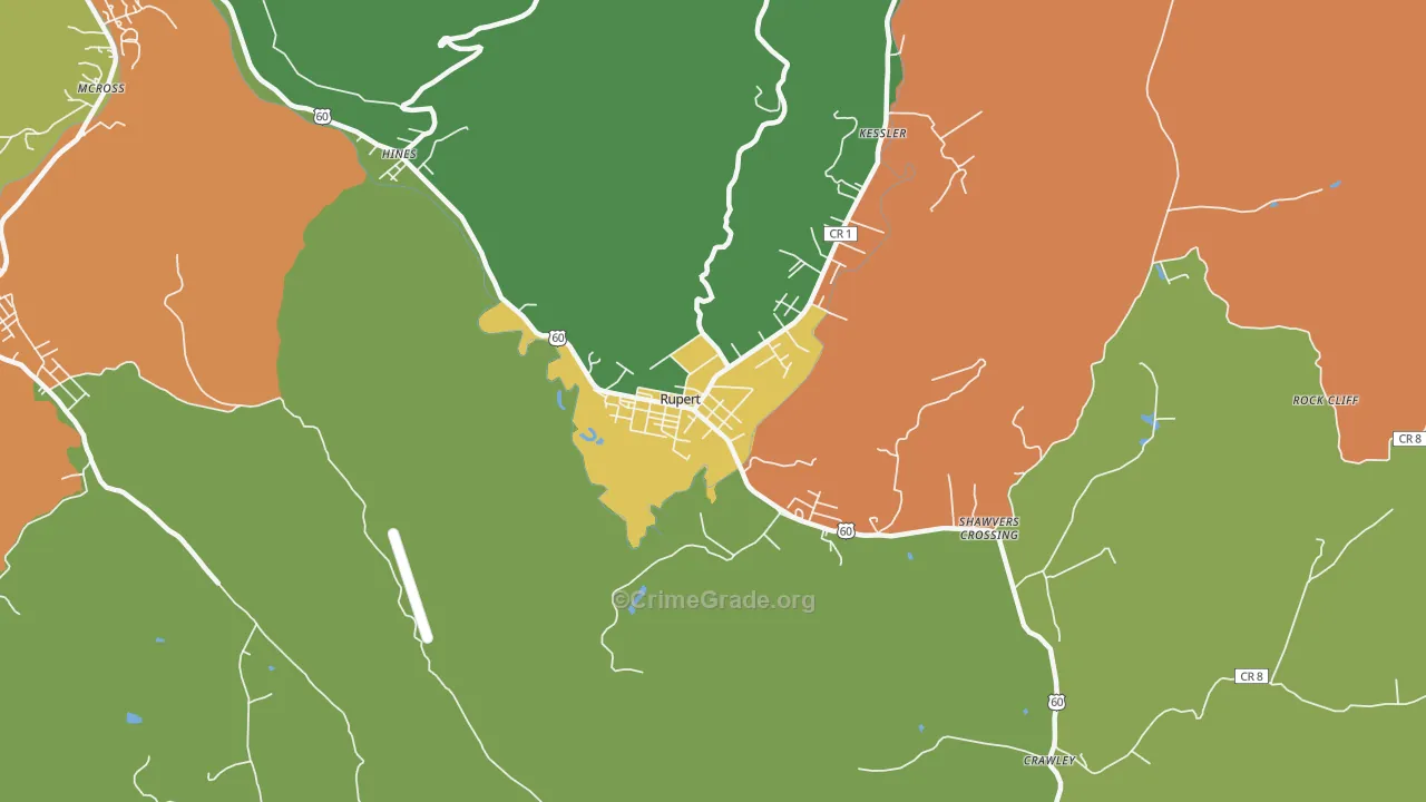 Rupert, WV Map of Vehicle Theft Rates