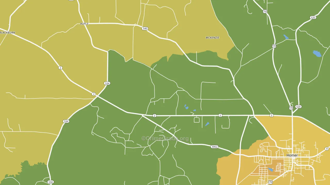 Ruple, LA Map of Vehicle Theft Rates