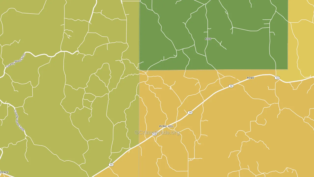 Rural Hill, MS Map of Vehicle Theft Rates