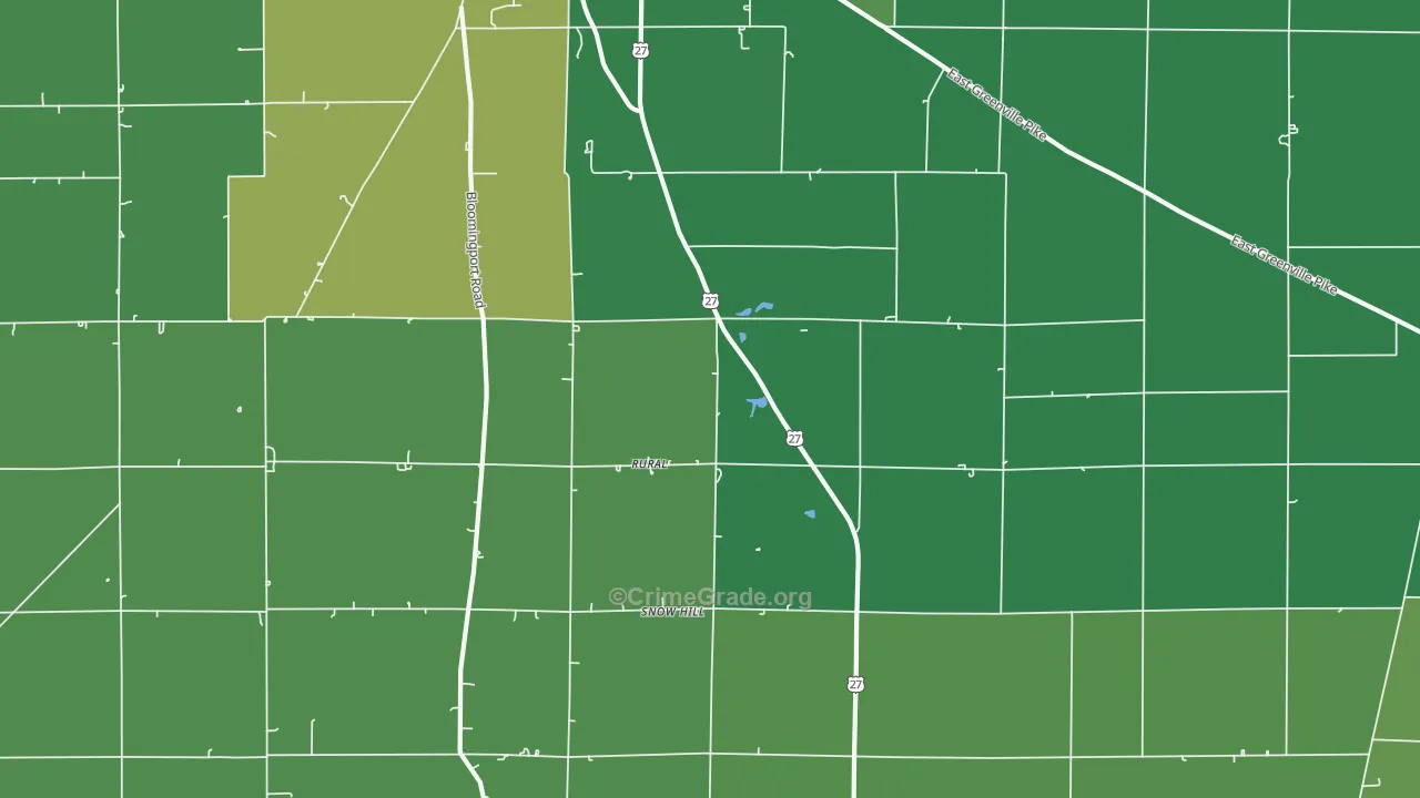 Rural, IN Map of Vehicle Theft Rates