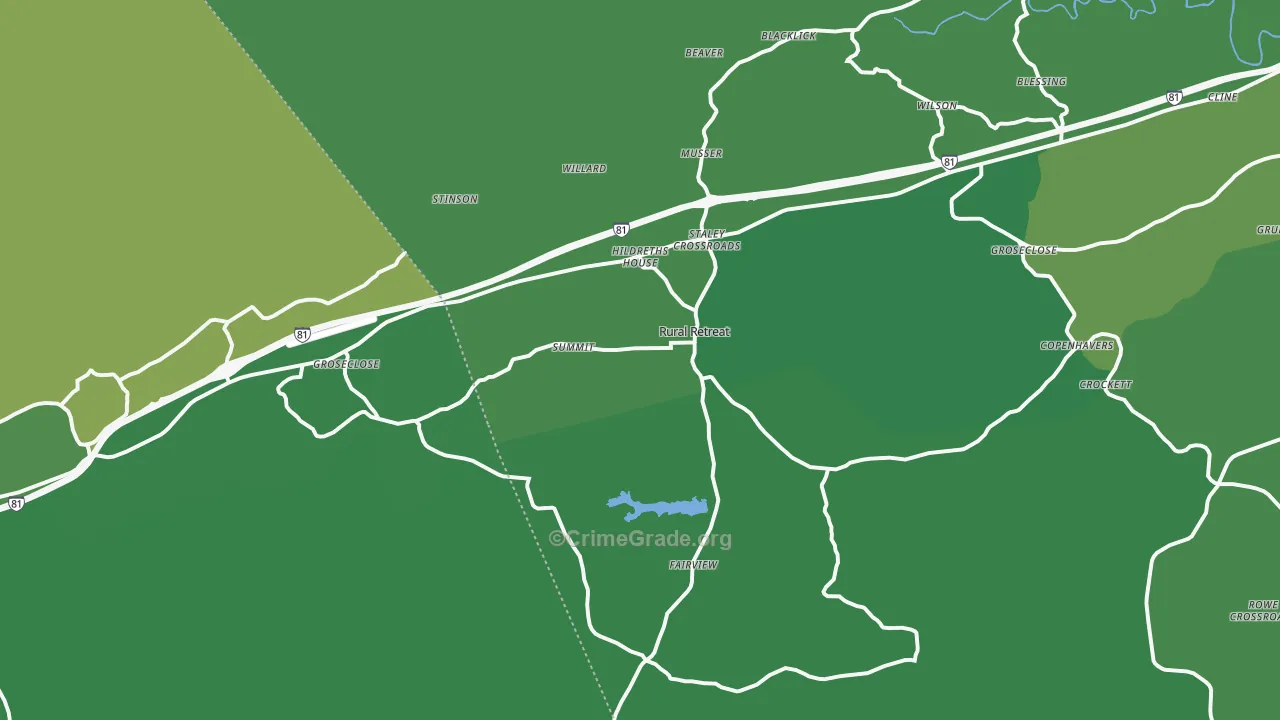 Rural Retreat, VA Map of Vehicle Theft Rates