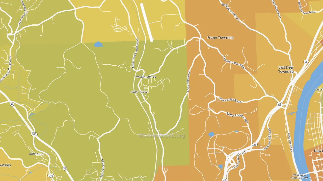 Rural Ridge, PA Map of Vehicle Theft Rates