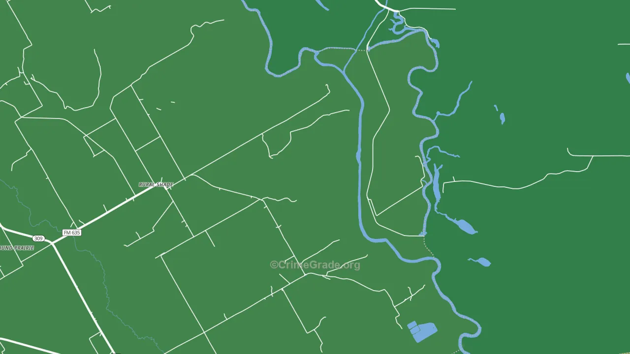 Rural Shade, TX Map of Vehicle Theft Rates