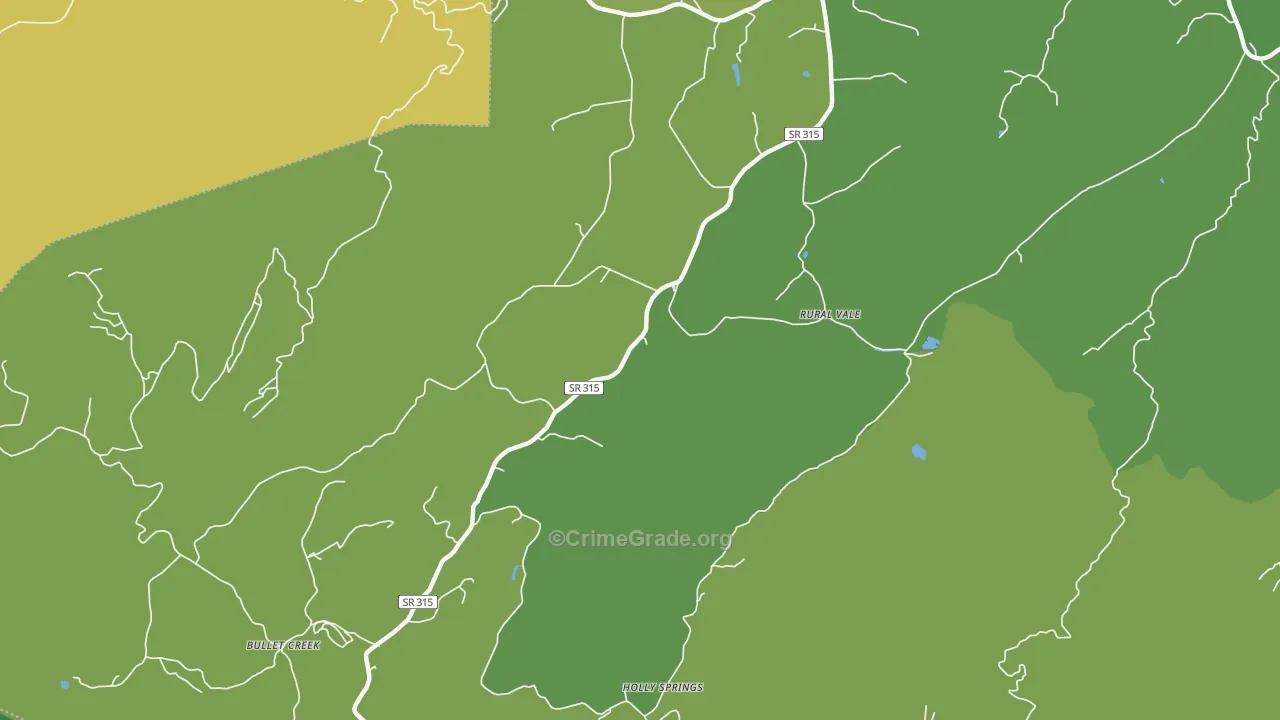 Rural Vale, TN Map of Vehicle Theft Rates