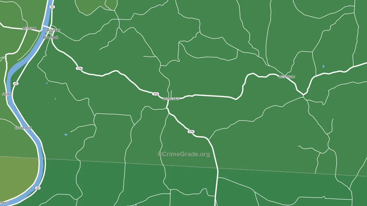 Ruraldale, OH Map of Vehicle Theft Rates