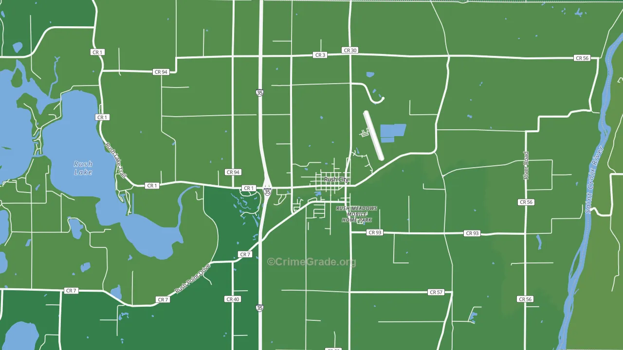 Rush City, MN Map of Vehicle Theft Rates