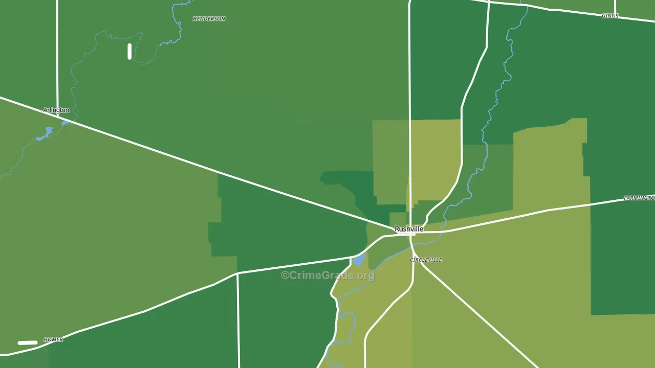 Rush County, IN Map of Vehicle Theft Rates