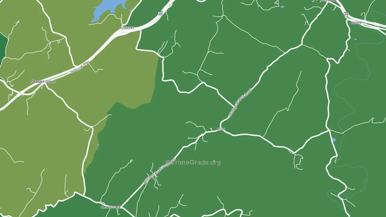 Rush, MD Map of Vehicle Theft Rates