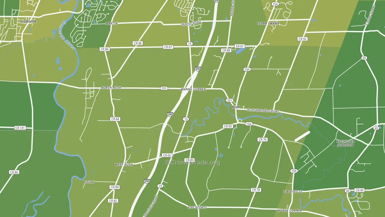 Rush, NY Map of Vehicle Theft Rates
