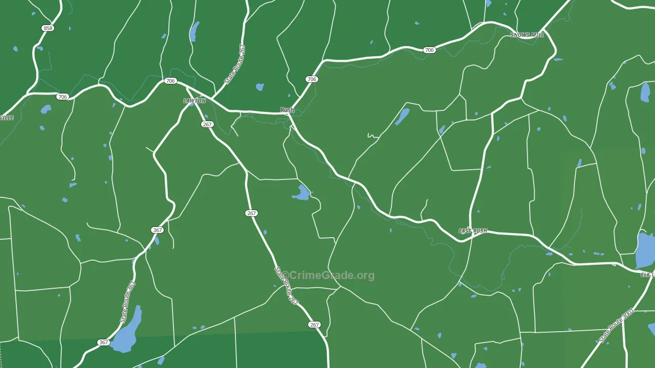 Rush, PA Map of Vehicle Theft Rates