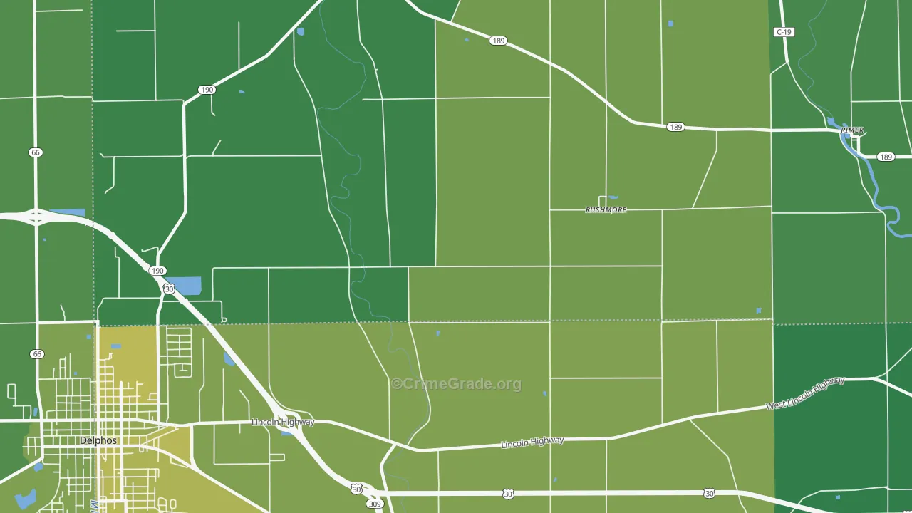 Rushmore, OH Map of Vehicle Theft Rates