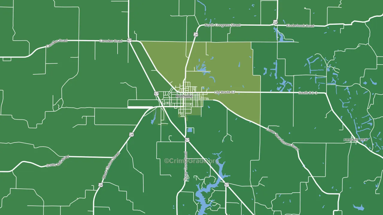 Rushville, IL Map of Vehicle Theft Rates