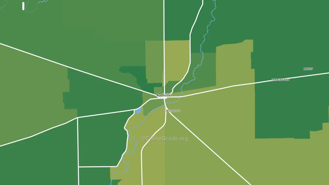 Rushville, IN Map of Vehicle Theft Rates
