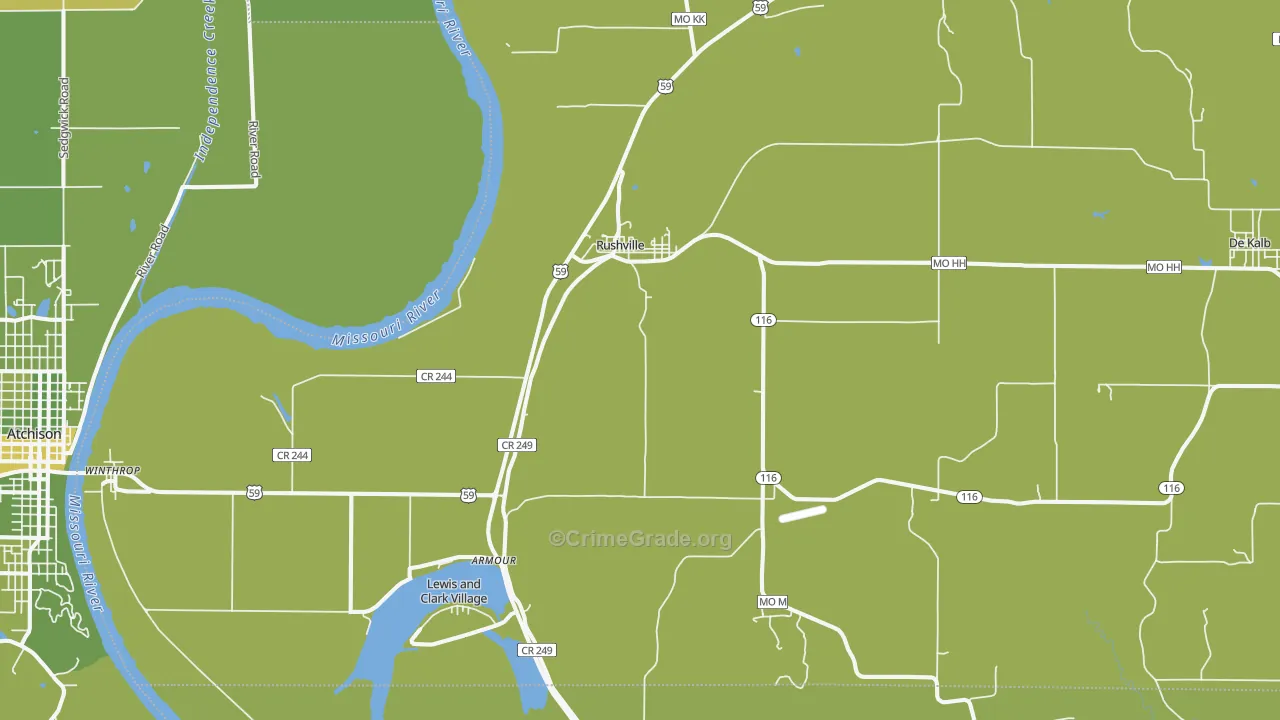 Rushville, MO Map of Vehicle Theft Rates