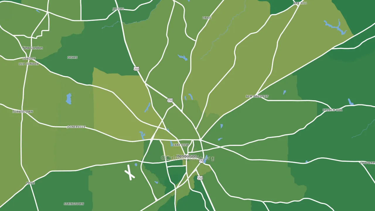 Rusk County, TX Map of Vehicle Theft Rates