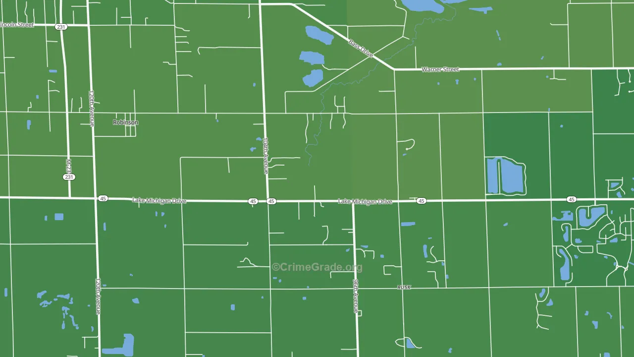 Rusk, MI Map of Vehicle Theft Rates