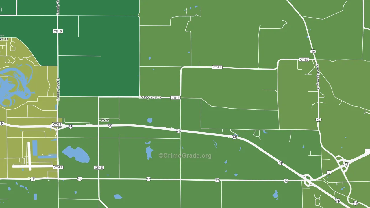 Rusk, WI Map of Vehicle Theft Rates
