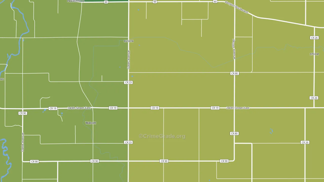 Ruskin, MN Map of Vehicle Theft Rates