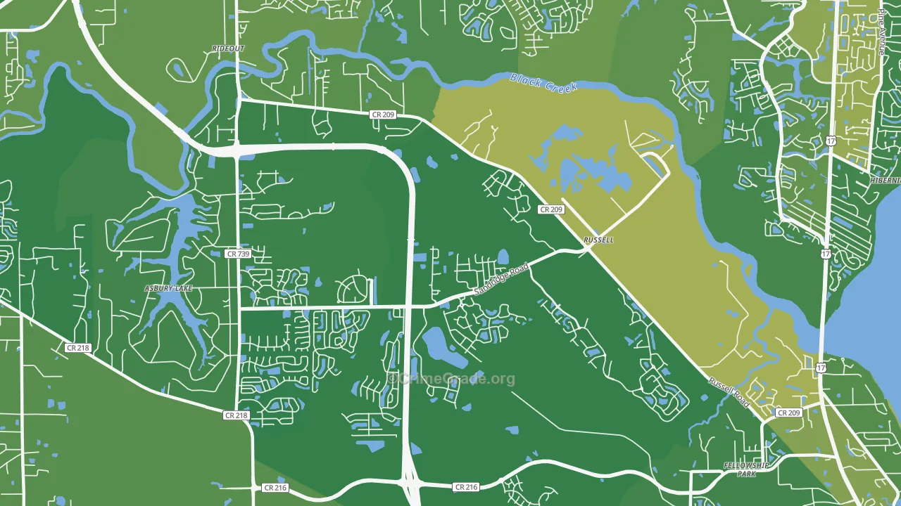 Russell, FL Map of Vehicle Theft Rates