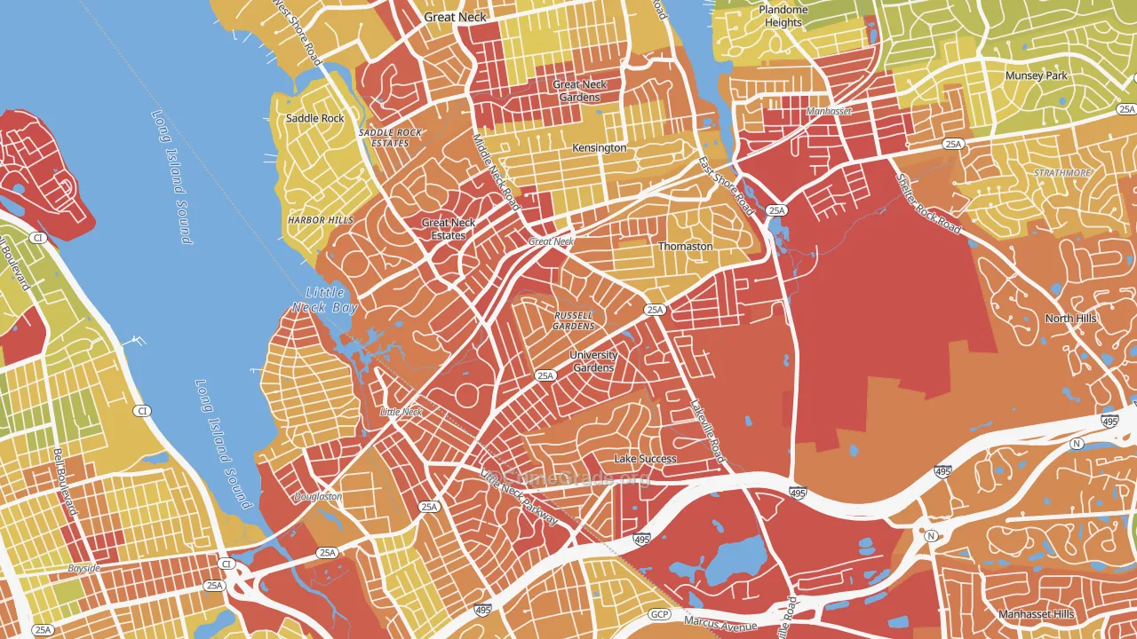 Russell Gardens, NY Map of Vehicle Theft Rates