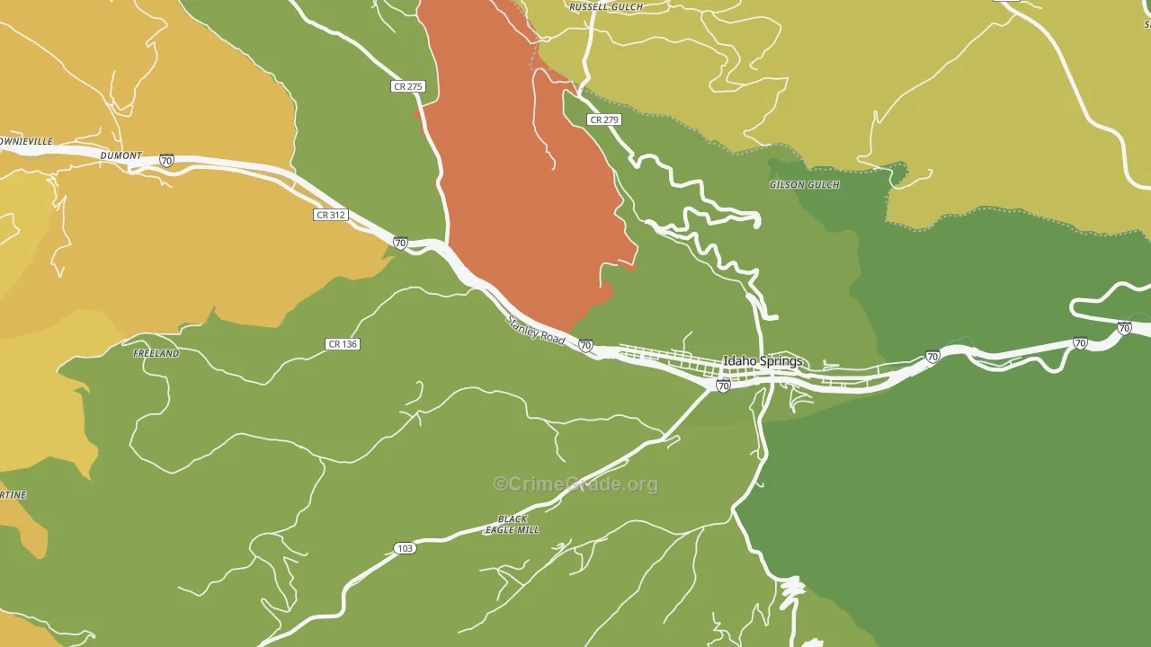Russell Gulch, CO Map of Vehicle Theft Rates