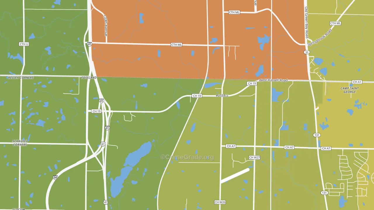 Russell, IL Map of Vehicle Theft Rates