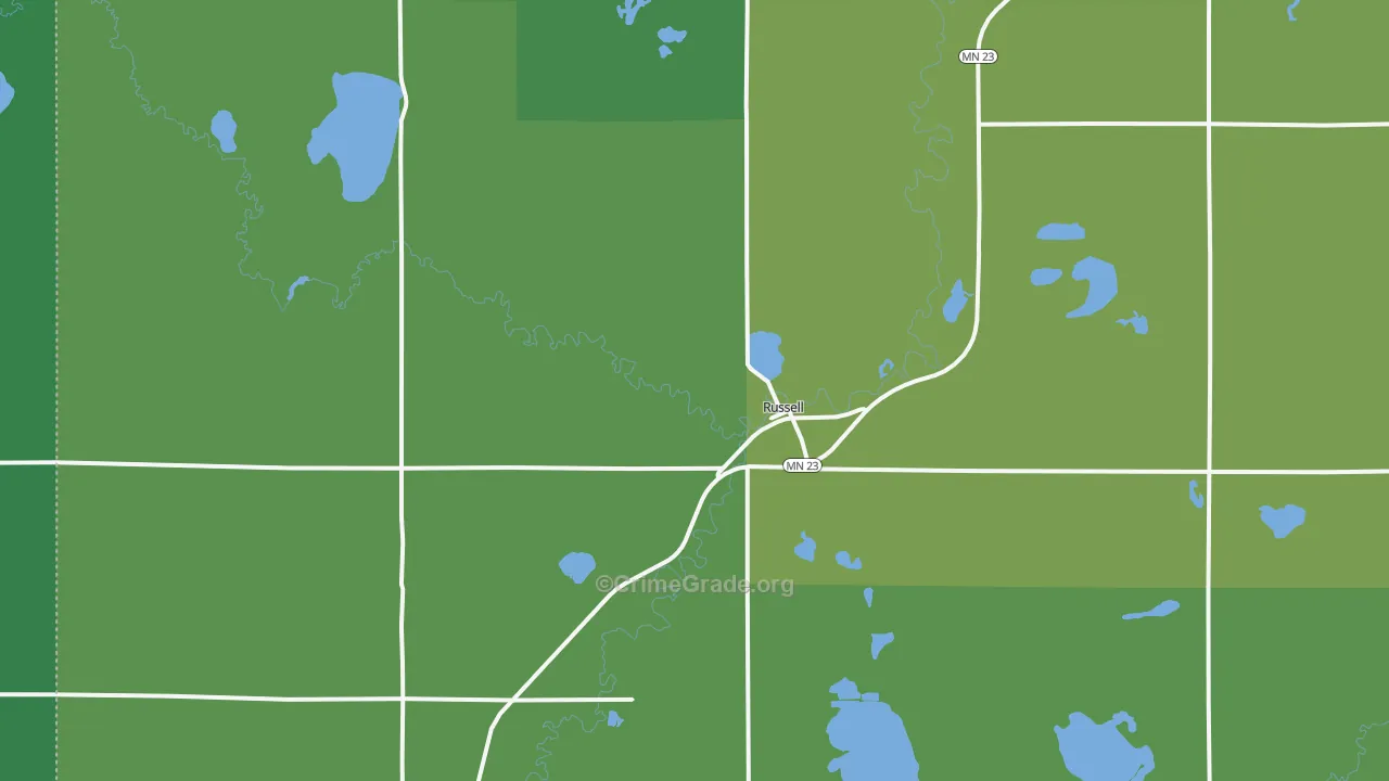 Russell, MN Map of Vehicle Theft Rates