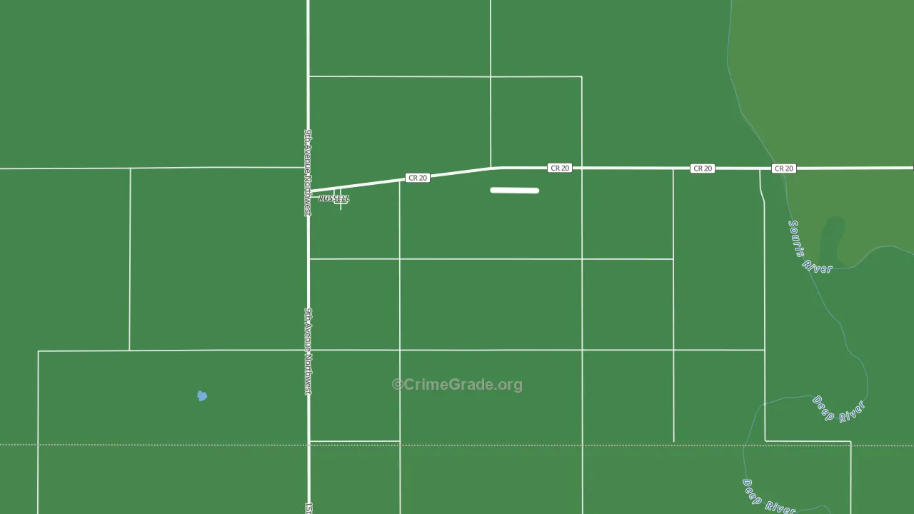 Russell, ND Map of Vehicle Theft Rates